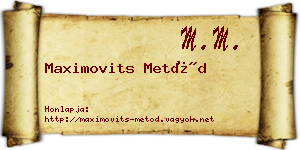 Maximovits Metód névjegykártya